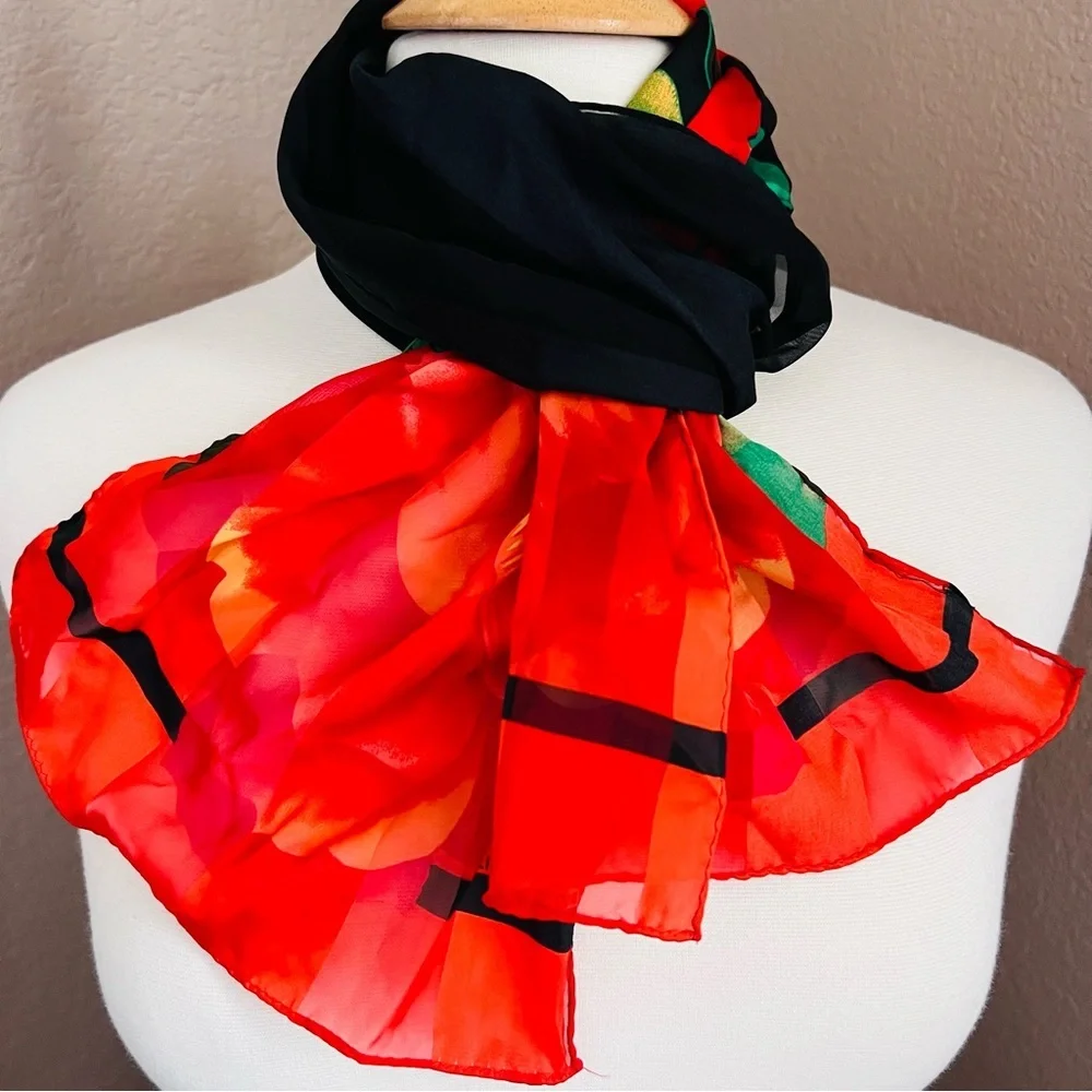 Liz Claiborne Red Floral Scarf
